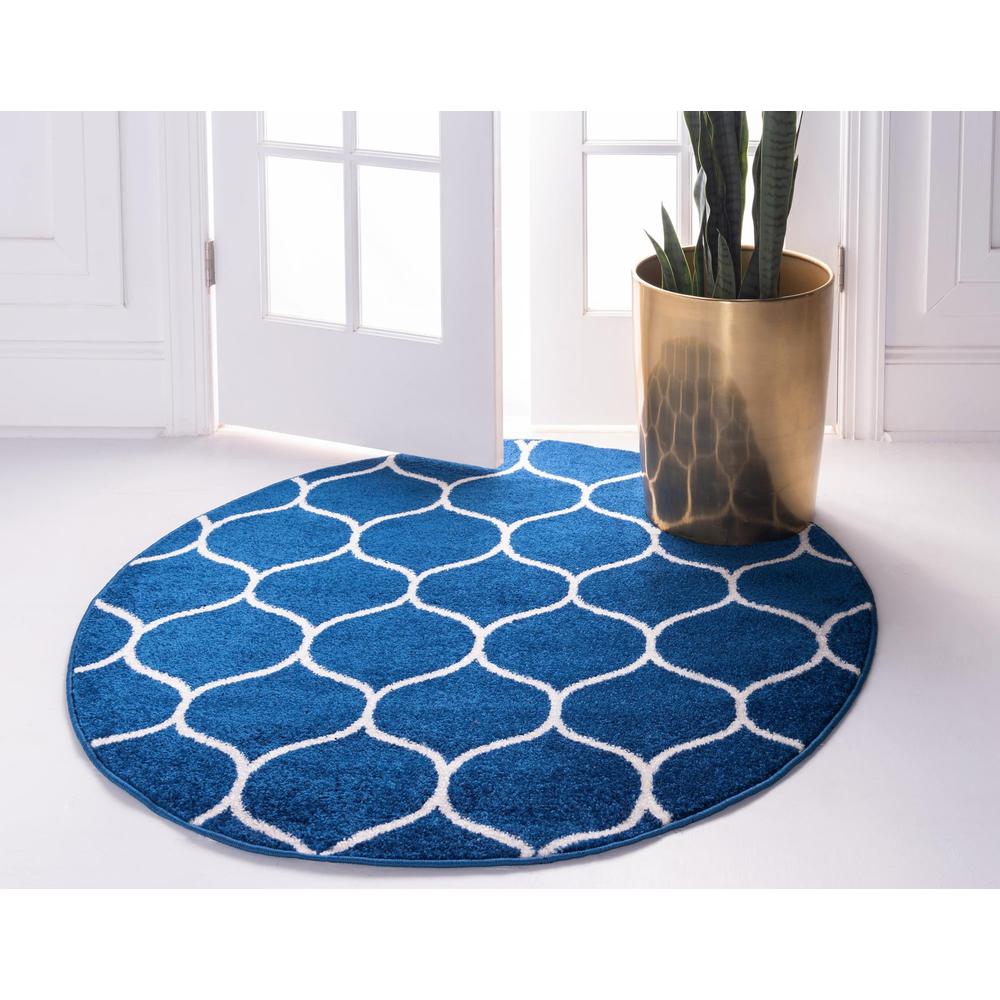 Unique Loom 6 Ft Round Rug in Navy Blue (3151653)