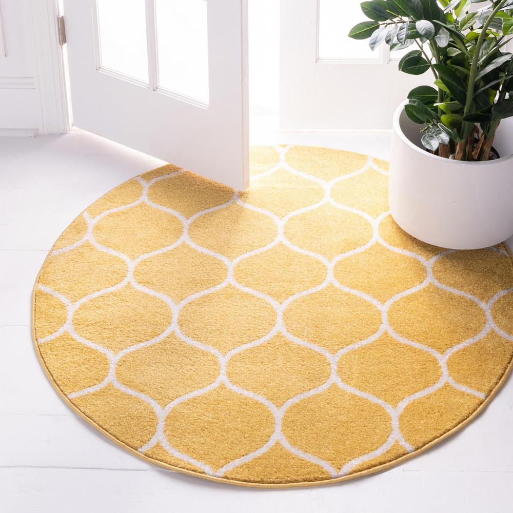 Unique Loom 6 Ft Round Rug in Yellow (3151682)