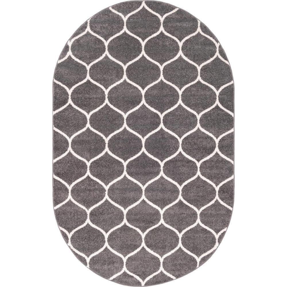 Unique Loom 5x8 Oval Rug in Dark Gray (3151640)
