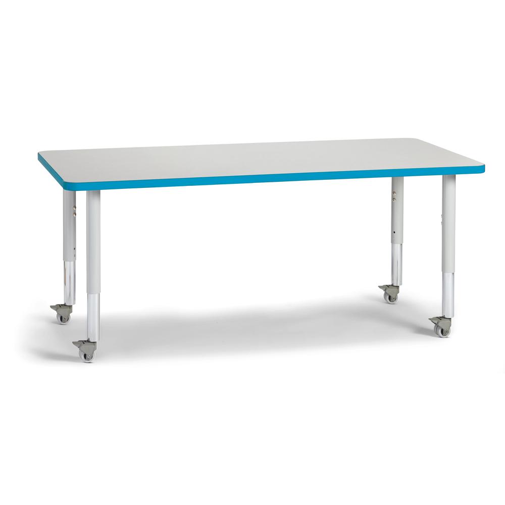 Berries Rectangle Activity Table - 30" X 60", Mobile - Gray/Teal/Gray
