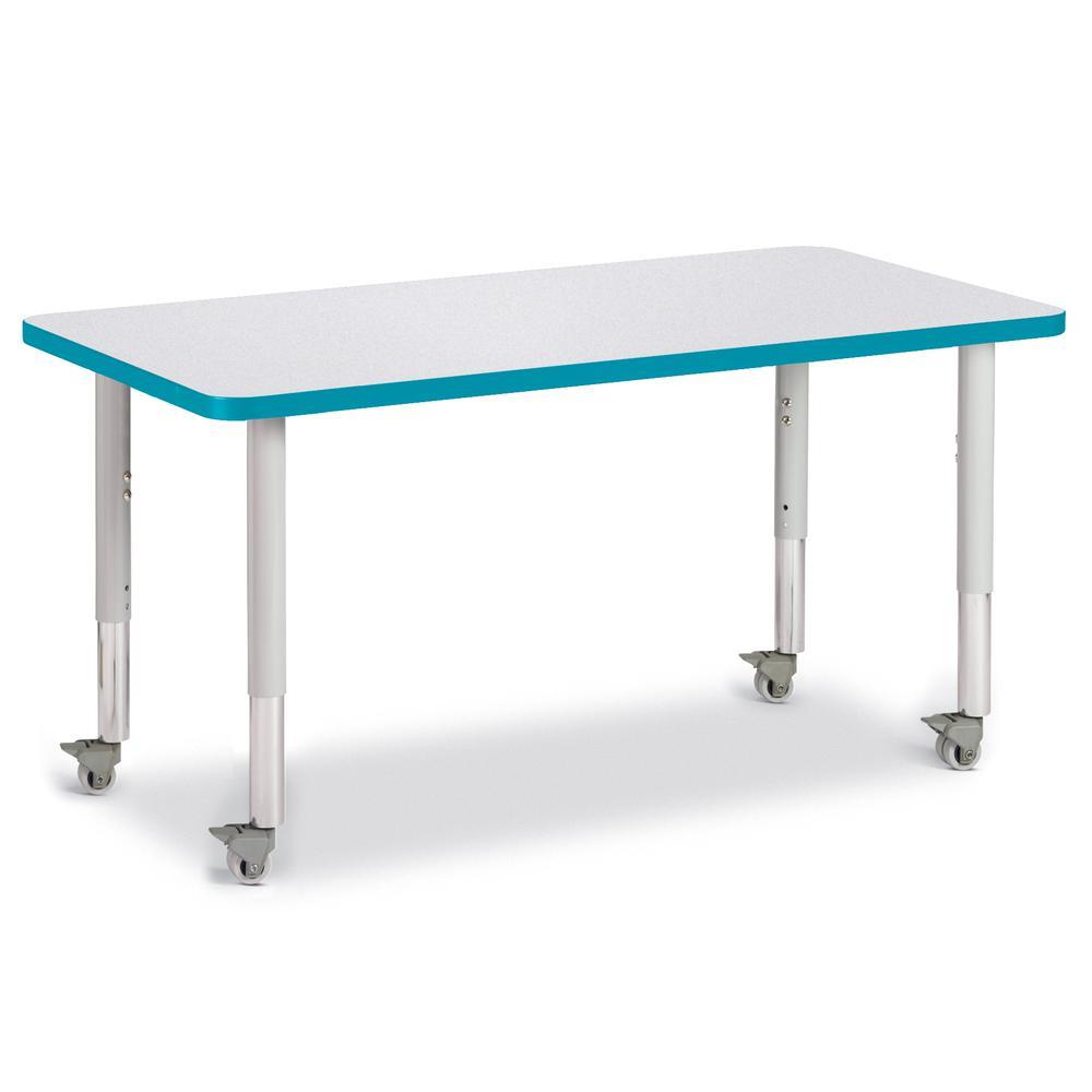 Berries Rectangle Activity Table - 24" X 48", Mobile - Gray/Teal/Gray