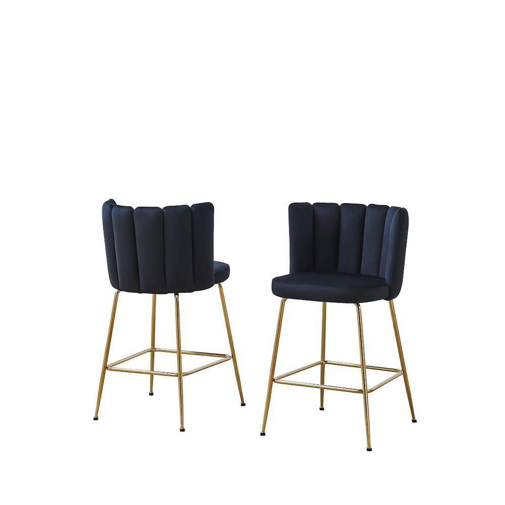 Best Master Furniture Omid Velour Counter Height Chair Black, Gold Leg (Set of 2)