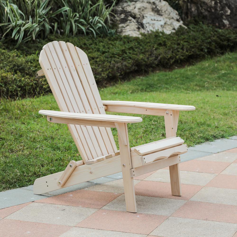 Luxen Home Natural Wood Adirondack Chair