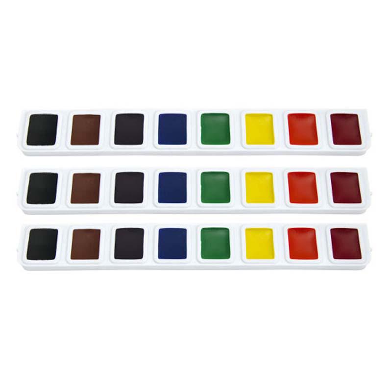 Prang Half Pan Watercolor Refill Tray, 8 Colors, 3 Per Box, 3 Boxes