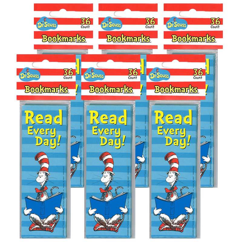 Eureka Cat in the Hat Read Every Day Bookmarks, 36 Per Pack, 6 Packs