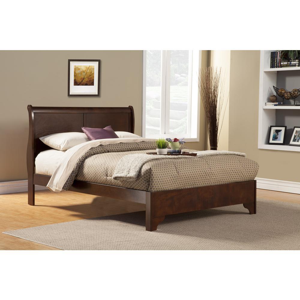 Alpine Furniture West Haven Eastern King Low Footboard Sleigh Bed, Cappuccino