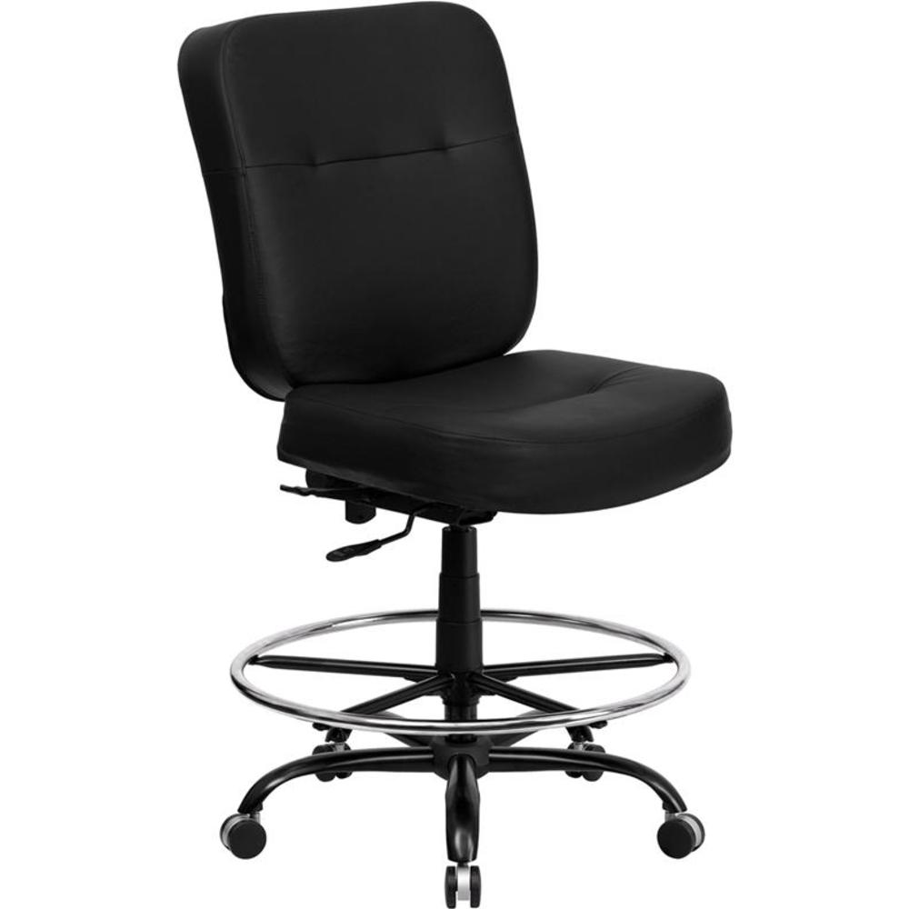 Flash Furniture HERCULES Series Big & Tall 400 lb. Rated Black LeatherSoft Ergonomic Drafting Chair