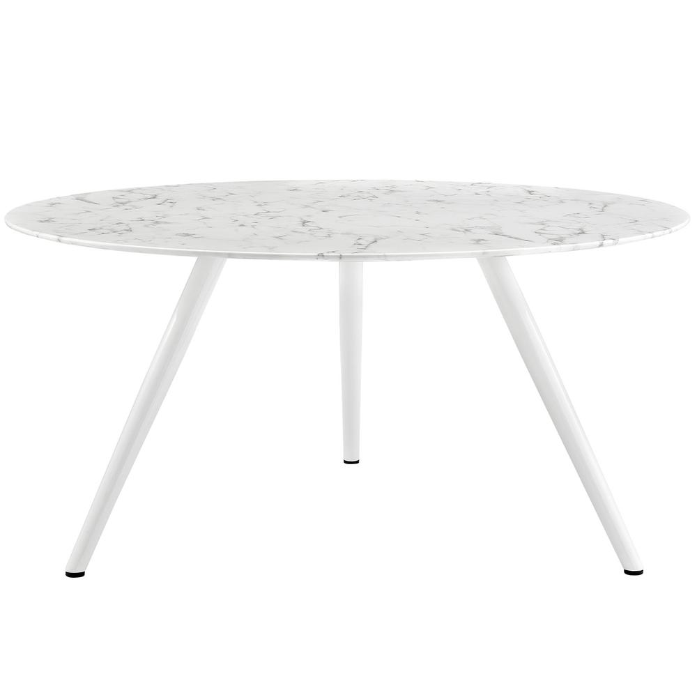 Modway Furniture Modway EEI-2527-WHI 60 in. Lippa Round Artificial Marble Dining Table with Tripod Base&#44; White