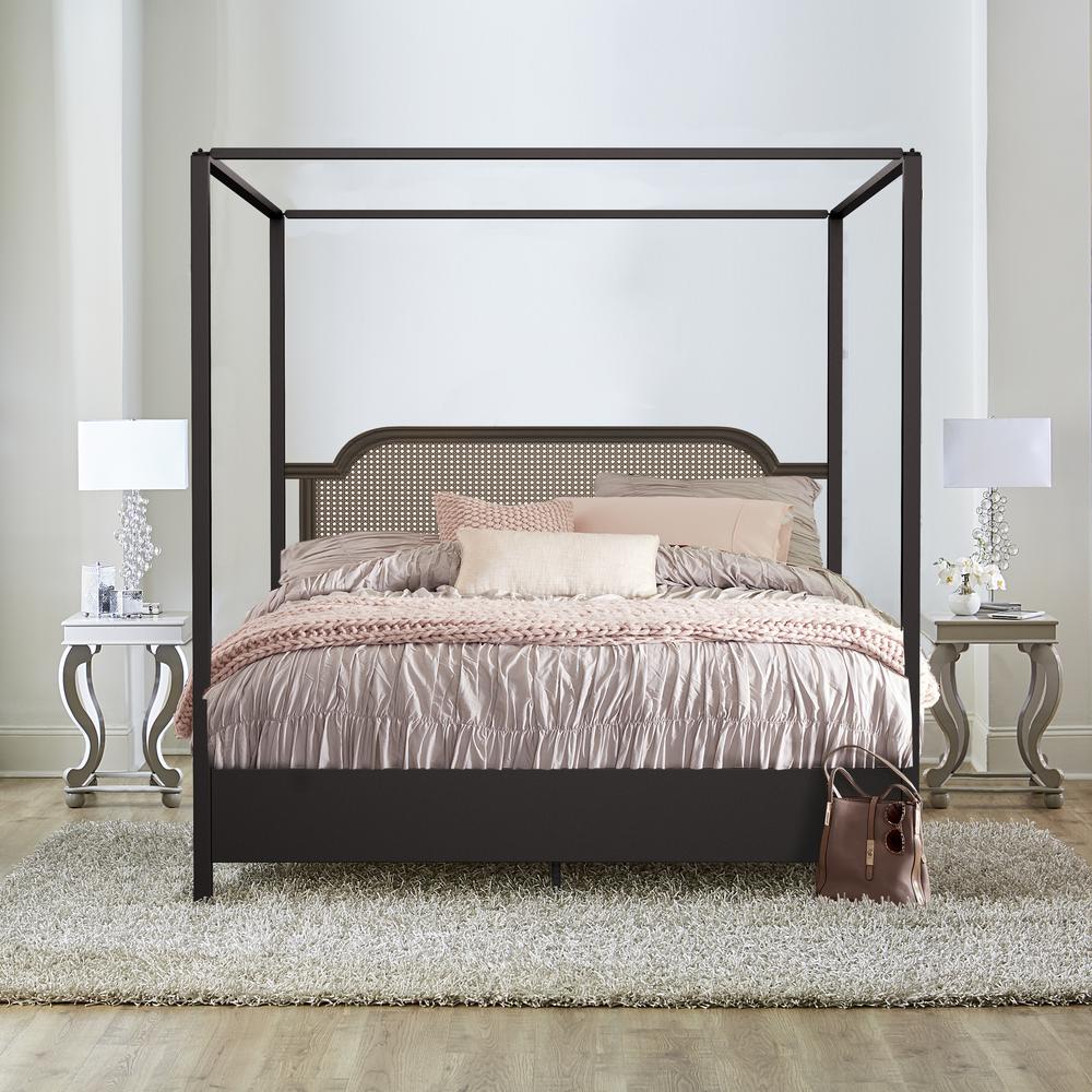 Hillsdale Wood and Metal King Canopy Bed, Oiled Bronze
