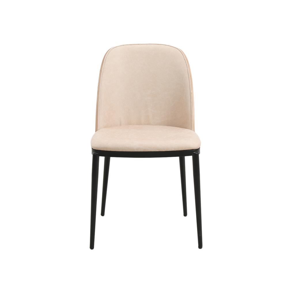 Leisuremod Dining Side Chair with Leather Seat and Powder-Coated Steel Frame