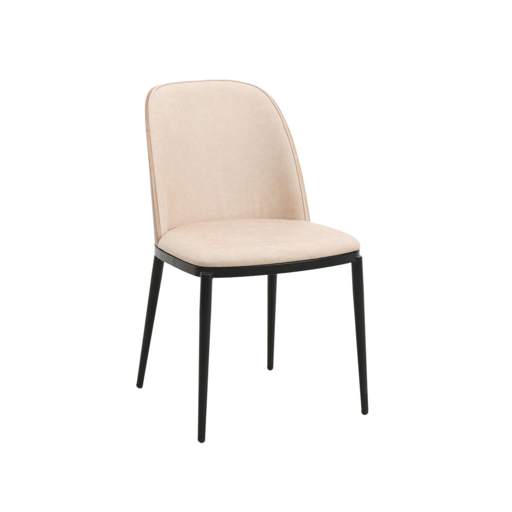 Leisuremod Dining Side Chair with Leather Seat and Powder-Coated Steel Frame