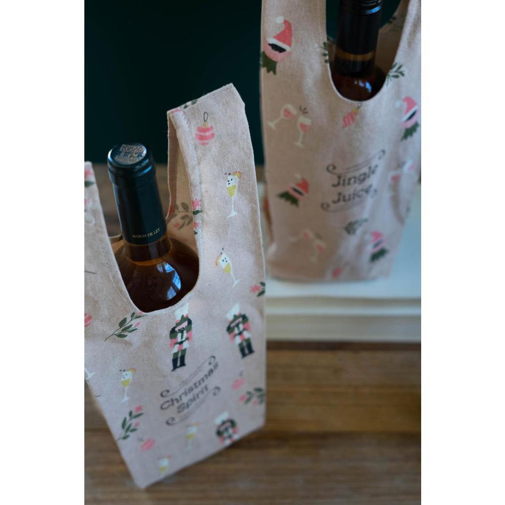 Kalalou Inc Set Of Three Christmas Wine Bags