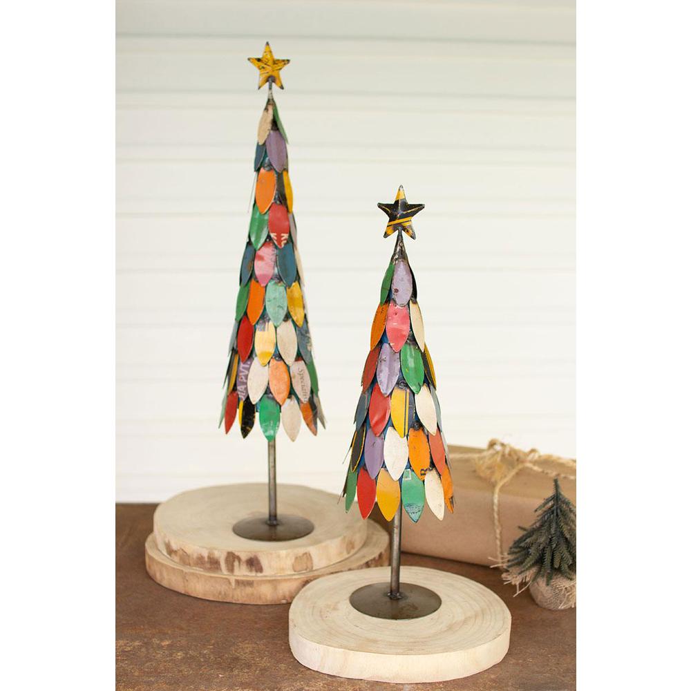 Kalalou Inc Set Of Two Recycled Metal Christmas Trees