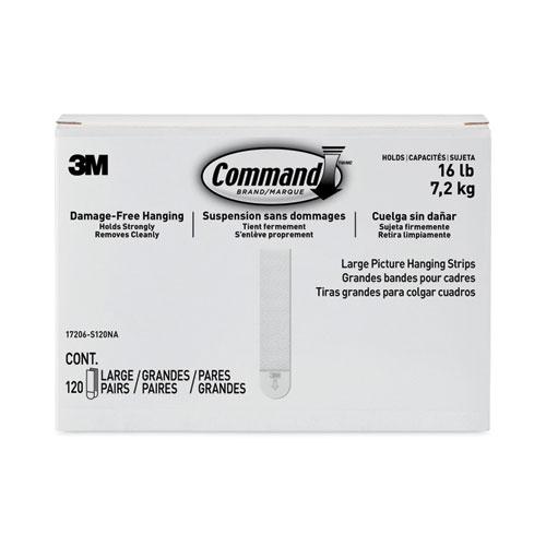Command Picture Hanging Strips, Value Pack, Large, Removable, Holds Up to 16 lbs, 0.75 x 3.65, White, 120 Pairs/Pack