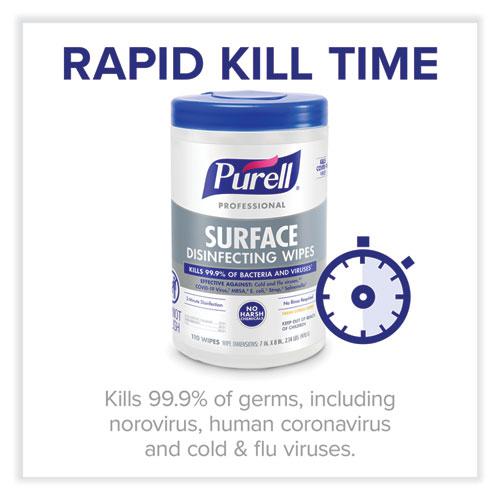 Purell Professional Surface Disinfecting Wipes, 1-Ply, 7 x 8, Fresh Citrus, White, 110/Canister, 6 Canisters/Carton