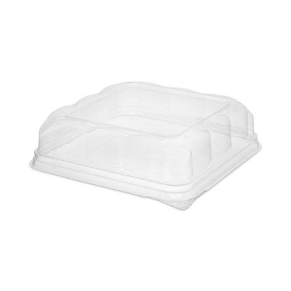 PACTIV Recycled Container Lid, Dome Lid for 6 x 6 Brownie Container, 7.5 x 7.5 x 2.02, Clear, Plastic, 195/Carton