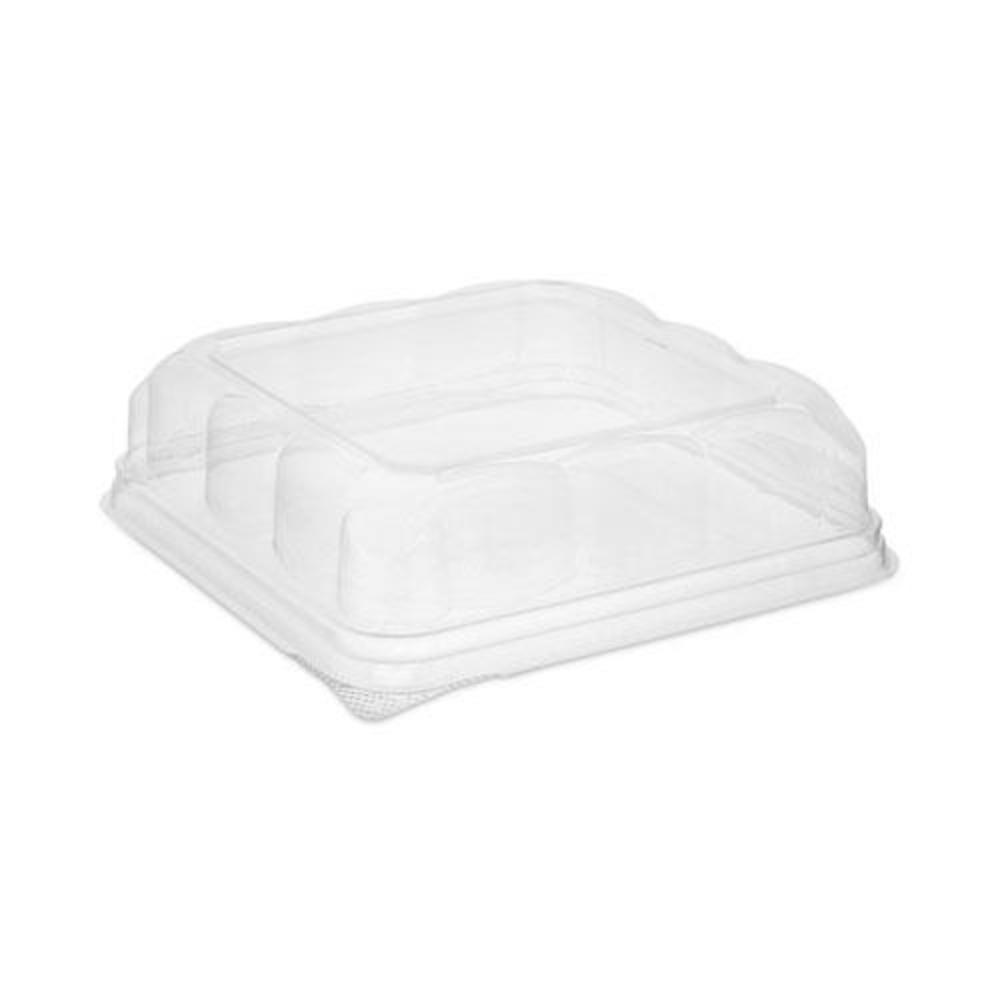 PACTIV Recycled Container Lid, Dome Lid for 6 x 6 Brownie Container, 7.5 x 7.5 x 2.02, Clear, Plastic, 195/Carton