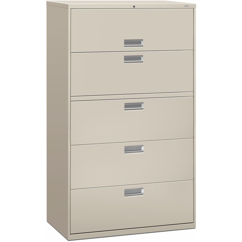HON Brigade 600 H695 Lateral File - 42" x 18" x 64" - 5 Drawer(s) - Finish: Light Gray