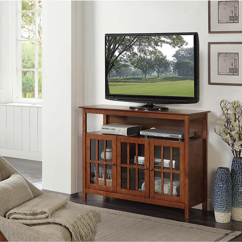 Convenience Concepts Big Sur Deluxe TV Stand with Storage Cabinets and Shelf for TVs up to 55 Inches Dark Walnut