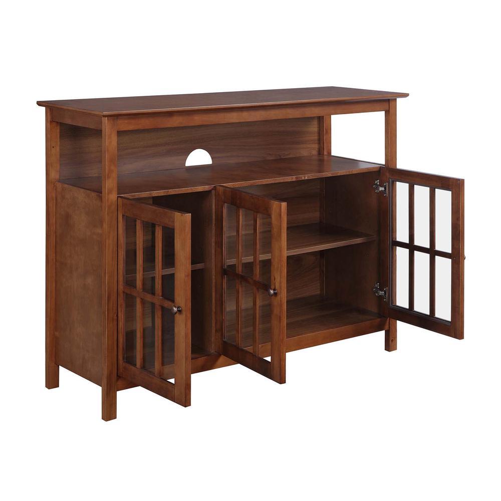 Convenience Concepts Big Sur Deluxe TV Stand with Storage Cabinets and Shelf for TVs up to 55 Inches Dark Walnut
