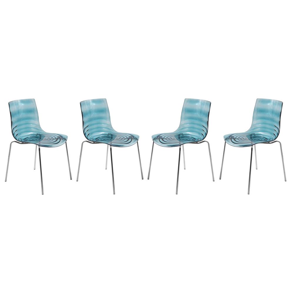 LeisureMod Astor Water Ripple Design Dining Chair Set of 4 AC20TBU4