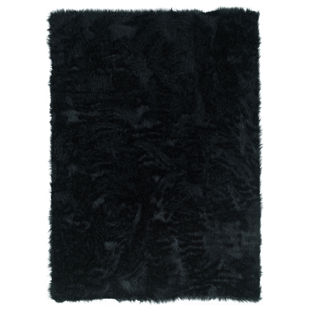 Linon Faux Sheepskin Black 5x7, Rug
