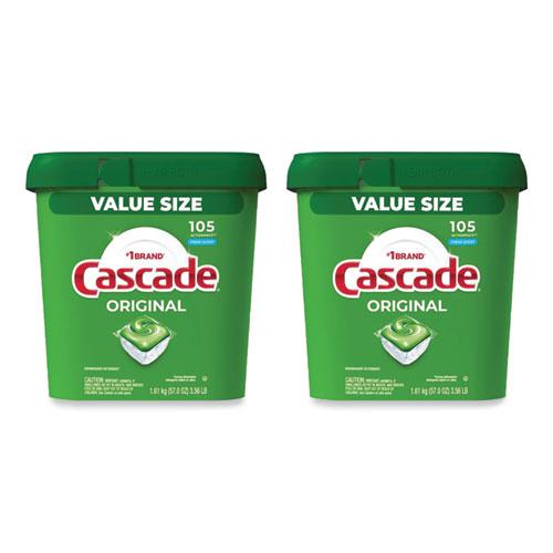 Cascade ActionPacs, Fresh Scent, 57 oz Tub, 105/Tub, 2 Tubs/Carton