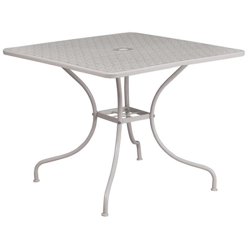 Flash Furniture Commercial Grade 35.5" Square Light Gray Indoor-Outdoor Steel Patio Table