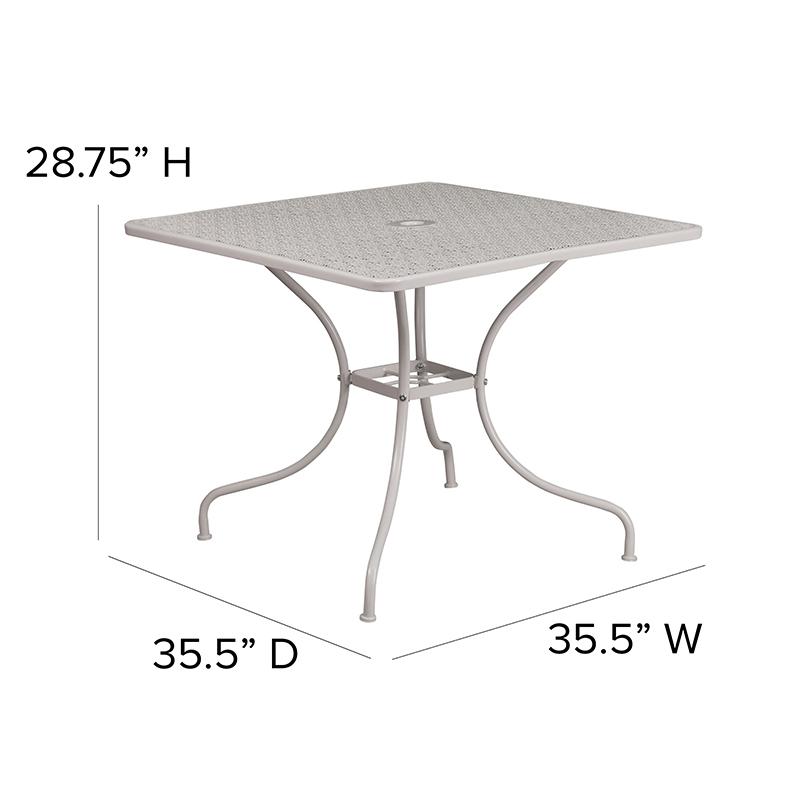 Flash Furniture Commercial Grade 35.5" Square Light Gray Indoor-Outdoor Steel Patio Table