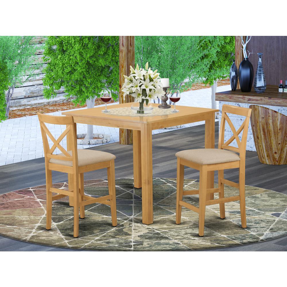 East West Furniture CFPB3-OAK-C 3 Pc counter height pub set - Dining Table and 2 counter height Dining chair.