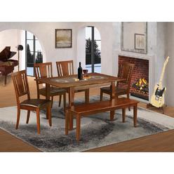 East West Furniture 6  Pc  Kitchen  nook  Dining  set-breakfast  nook  and  4  Dining  Chairs  and  Bench