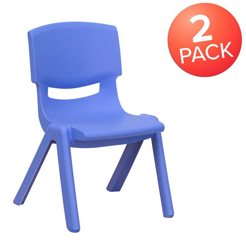 Flash Furniture 2 Pack Blue Plastic Stackable School Chair with 10.5'' Seat Height