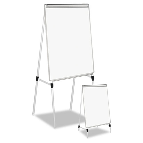 Universal Studios Dry Erase Board with A-Frame Easel, 29 x 41, White Surface, Silver Frame