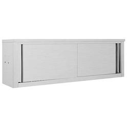 vidaXL Kitchen Wall Cabinet with Sliding Doors 59.1"x15.7"x19.7" Stainless Steel, 51054