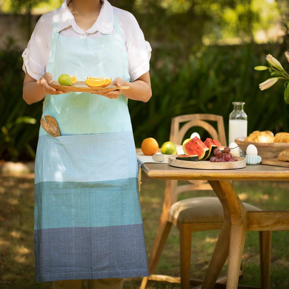 India.Curated. Waffle Blue Kitchen Apron / Cotton