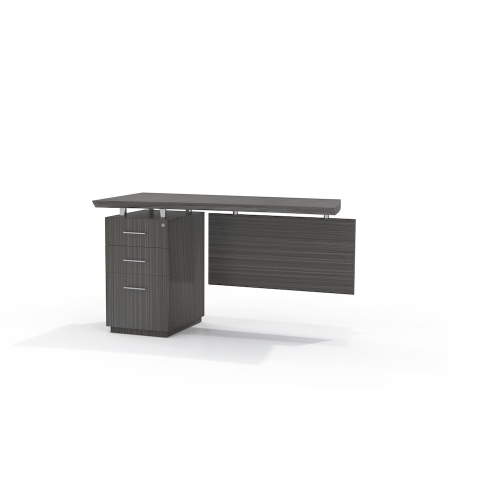 Mayline Single Pedestal Left Handed Desk Return with 1 Box/Box/File Pedestal, Textured Driftwood