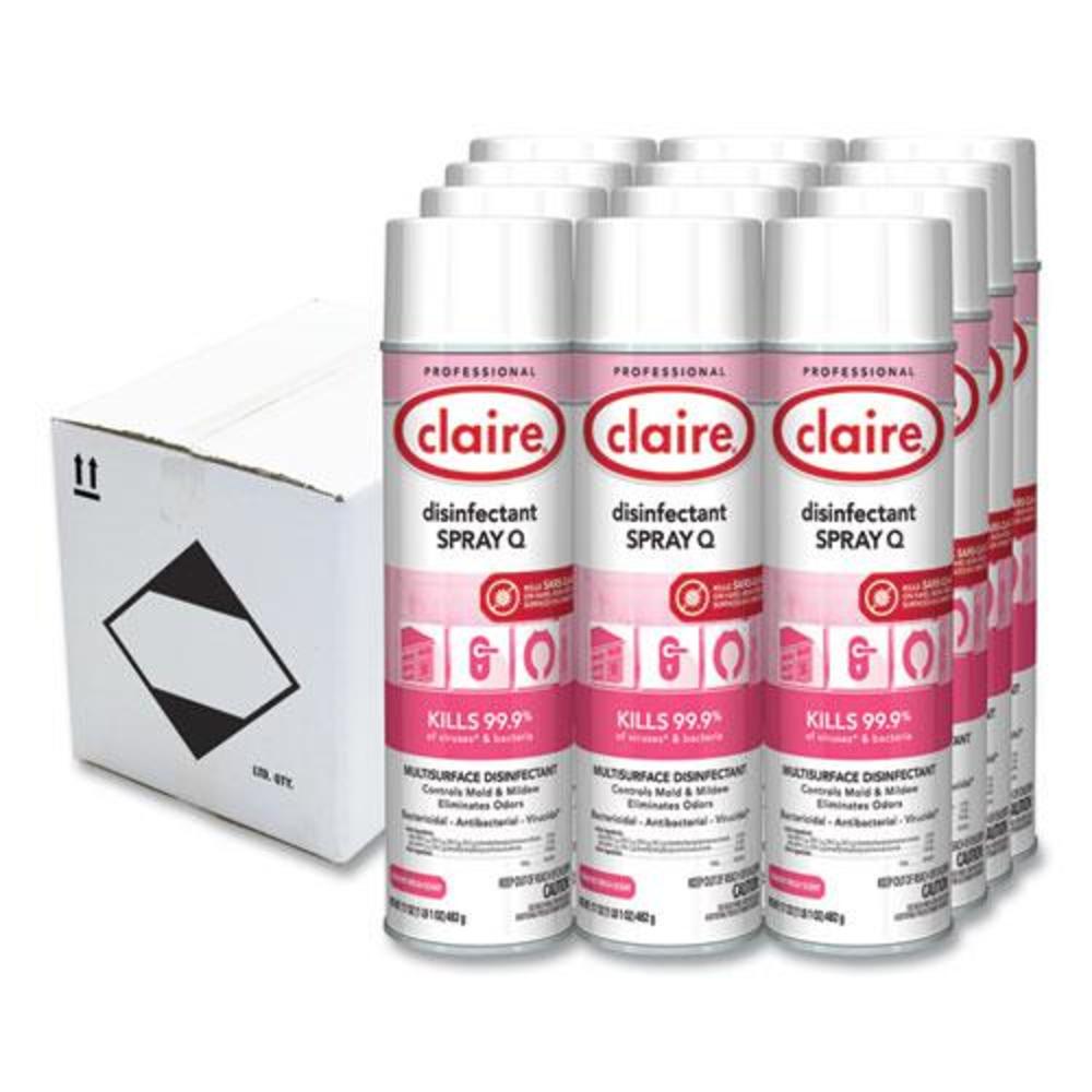 Claire Spray Q Disinfectant, Country Fresh Scent, 17 oz Aerosol Spray, Dozen