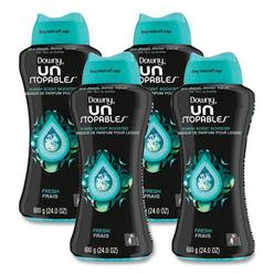 Downy Unstopables In-Wash Scent Booster Beads, Fresh Scent, 24 oz Pour Bottle, 4/Carton