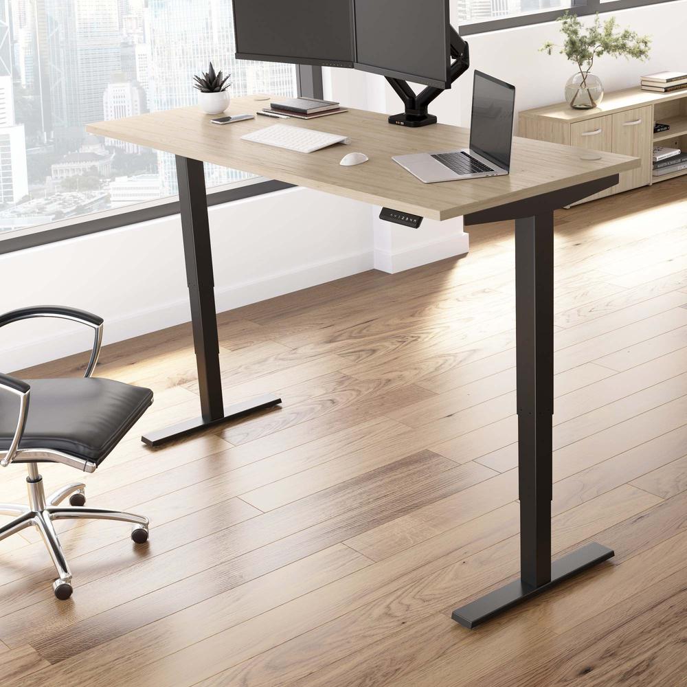 Bush Furniture Electric Height Adjustable Standing Desk in Natural Elm with Black Base