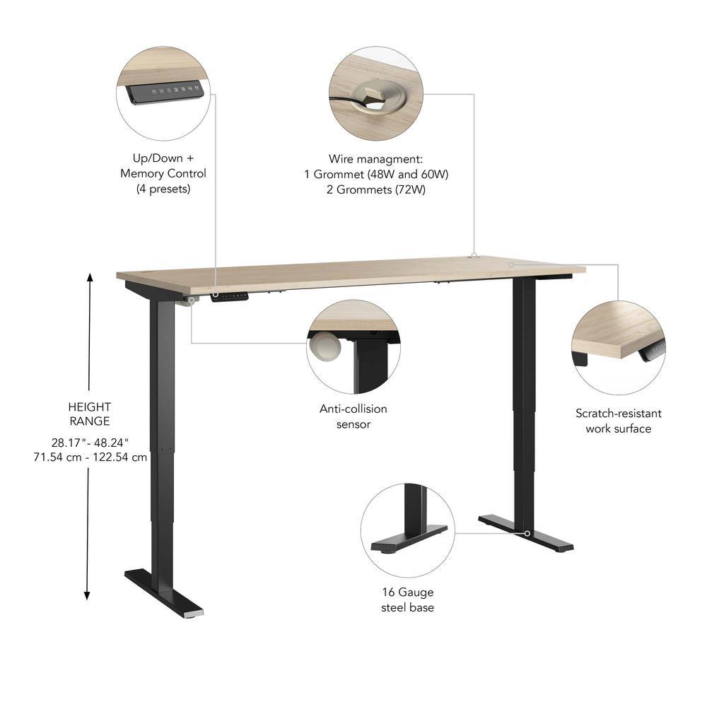 Bush Furniture Electric Height Adjustable Standing Desk in Natural Elm with Black Base