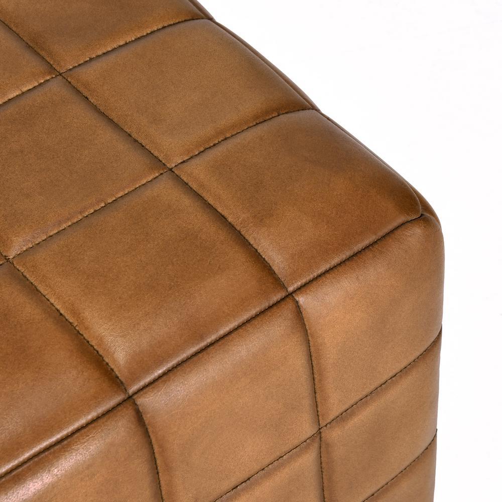 Classic Home Carlo 18" Leather Ottoman in Camel