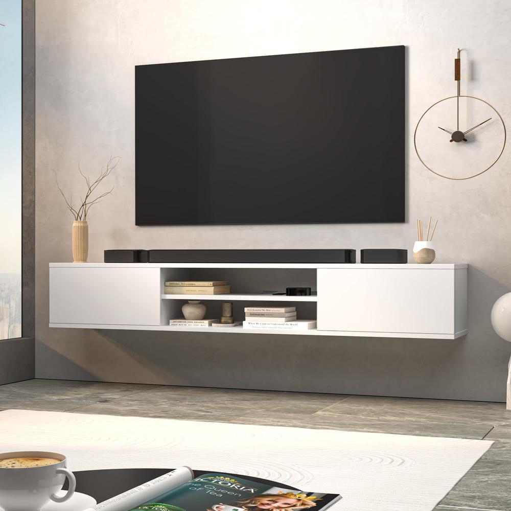 Atelier Mobili Floating TV Stand for up to 80 inch TV, Under TV Shelf ...