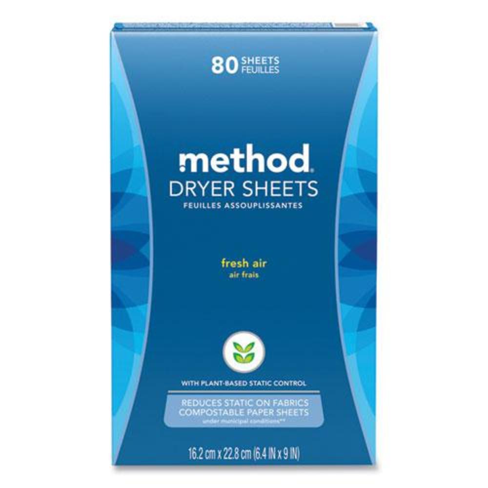 Method Products Dryer Sheets, Fresh Air, 80/Box, 6 Boxes/Carton