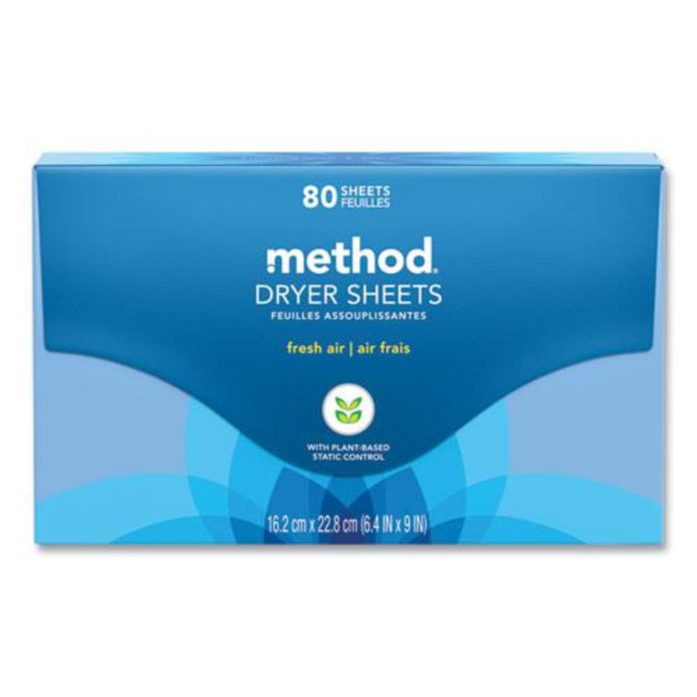 Method Products Dryer Sheets, Fresh Air, 80/Box, 6 Boxes/Carton
