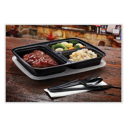 PACTIV Newspring DELItainer Microwavable Container, 32 oz, 7.5 x 9.87 x 1.75, Black/Clear, Plastic, 150/Carton