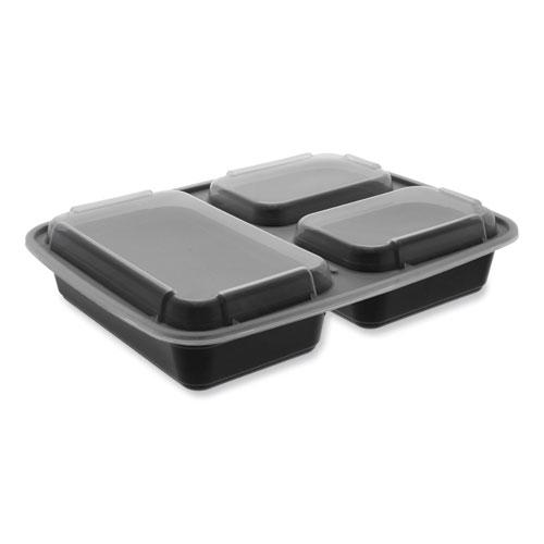 PACTIV Newspring DELItainer Microwavable Container, 32 oz, 7.5 x 9.87 x 1.75, Black/Clear, Plastic, 150/Carton