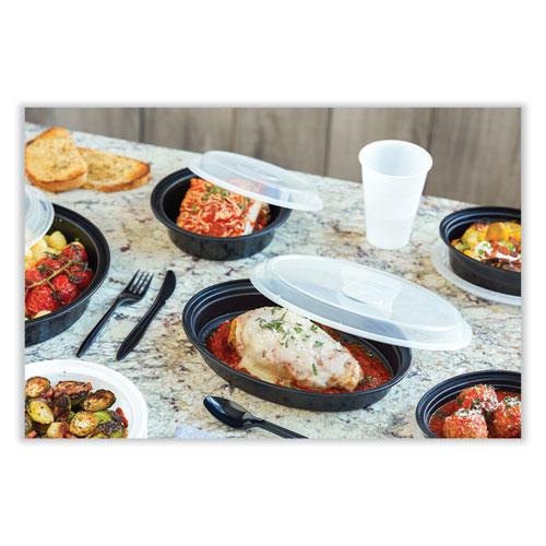 PACTIV Newspring VERSAtainer Microwavable Containers, Oval, 24 oz, 9.1 x 6.7 x 1.45, Black/Clear, Plastic, 150/Carton