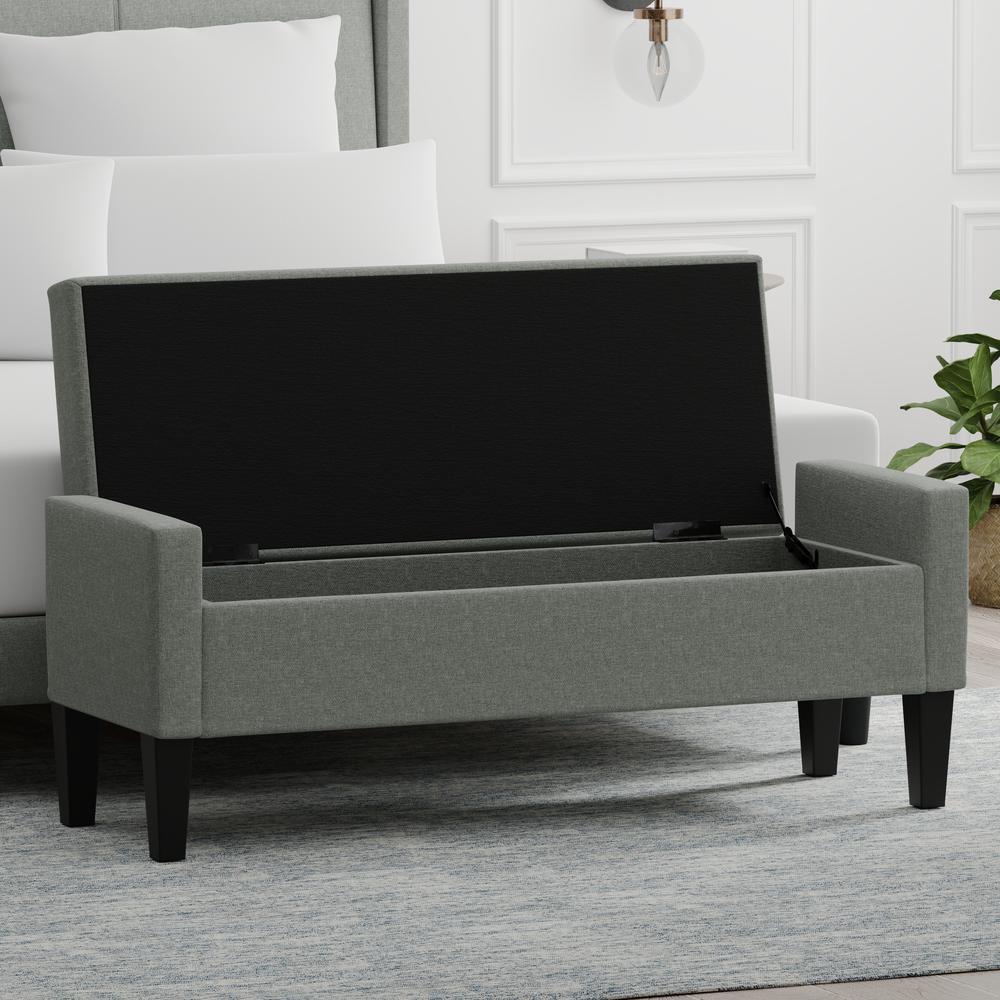 Glenwillow Home 52" Upholstered Storage Bench w/ Truncated Arms - Light Grey
