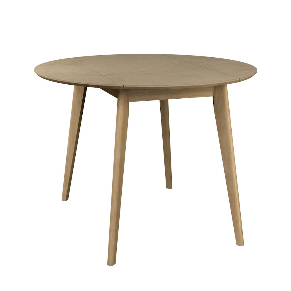 DAIVA cASA Orion 40 inch Drop Leaf Round Table - Birch Solid Wood
