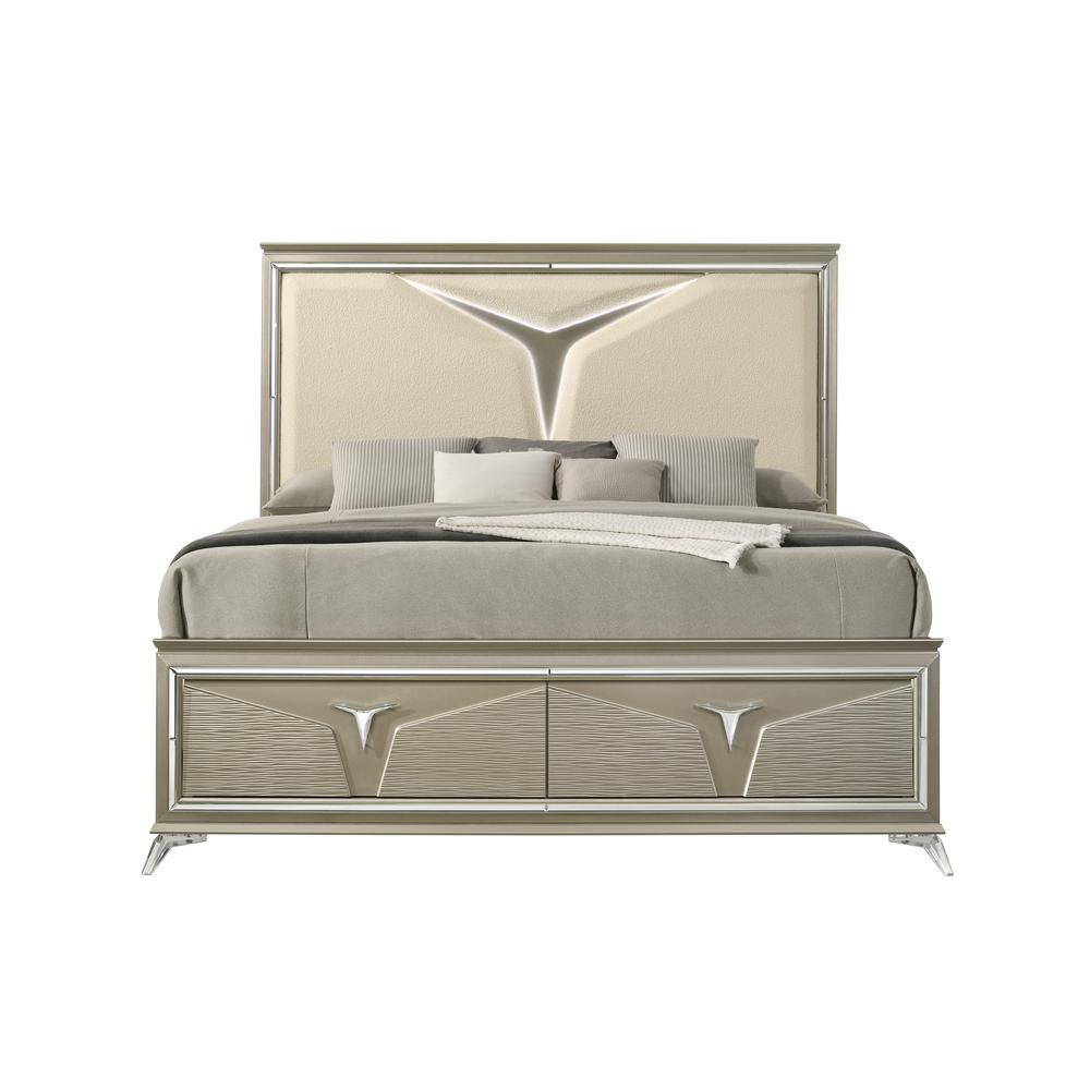 Galaxy Home Furnishings  Samantha Moderm Style 4PC/5PC Bedroom Set Made with Wood & LED Headboard
